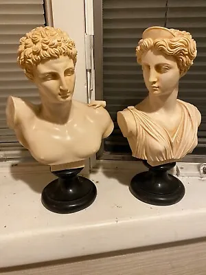 G.RUGGERI VINTAGE BUSTS HERMES & ARTENIS  ITALIAN ARTIST ALABASTER Marble 1950 • $400