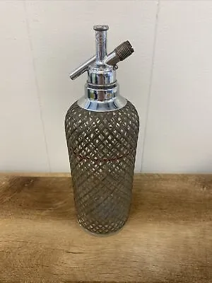 Vintage SELTZER BOTTLE Metal MESH WRAPPED Art Deco SODA SIPHON Czechoslovakian • $30