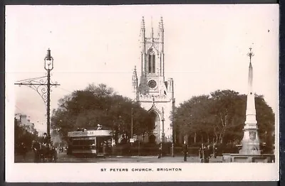 £5.50 • Buy St Peter's Church, BRIGHTON. Tram In Foreground. Pre-1914 Real Photo Postcard