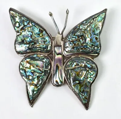 Abalone Butterfly Brooch In Sterling Silver • $2.25