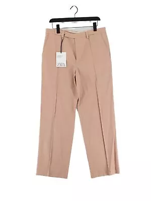 Zara Men's Suit Trousers W 32 In Pink Wool With Cotton Tapered Dress Pants • £17.80