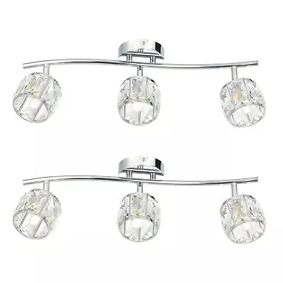 Set Of 2 Modern 3 Way Ceiling Adjustable Spotlights Kitchen Living Lighting • £24.99