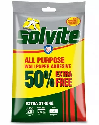 Solvite All-Purpose Extra Strong Wallpaper Paste Adhesive -Hangs Up To 4.5 Rolls • £3.99