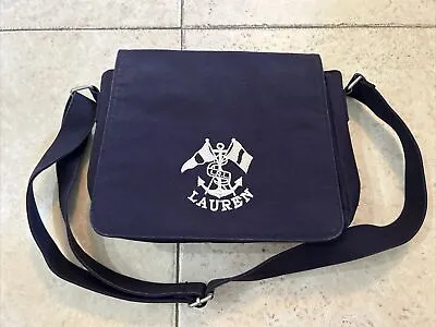 Ralph Lauren LRL Small Navy Blue Purse Tote Messenger Bag Canvas Anchor Flags  • $24.99