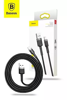 $12 • Buy Baseus USB-A To Lightning Cafule Tough Cable Braided Cord  1m - Black