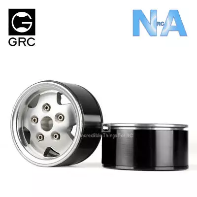 1Pr GRC 2.2  Aluminium Beadlock Wheels 5 Spoke Scale Silver RC Crawler Car Truck • £40.49