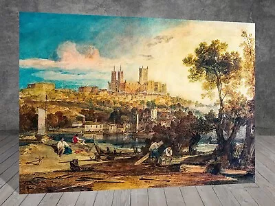 J M W Turner Lincoln Cathedral Holmes CANVAS PAINTING ART WALL 450 • £39.76