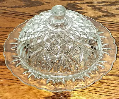 Vtg Anchor Hocking Prescut Pineapple Clear Glass Dome Covered Butter Dish • $10.49