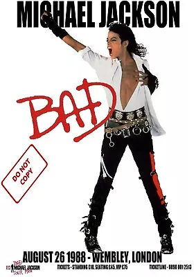 Michael Jackson 1988 Bad Tour Wembley Vintage Style Reprint POSTER  FREE SHIP • $17.75