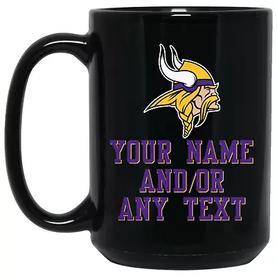 Custom Personalized Minnesota Vikings Black 15 Oz Ceramic Coffee Mug Cup • $21.99