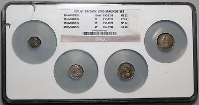1740 NGC MS 63 George II Great Britain Maundy Set 4 Silver Coins (23020504C) • $795