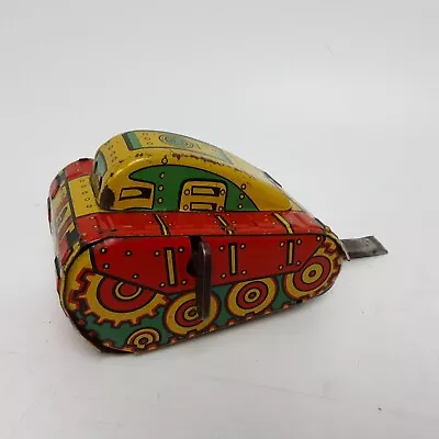 Vintage Tin Plate Tank MAR / Marx Toys No 5 Clockwork Motor Working Rare Yellow • $61.90