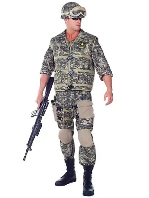 US Army Ranger Deluxe Soldier Military Uniform Navy Combat Men Costume Plus 2XL • $95.35