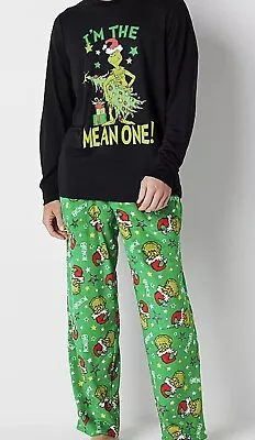 Men’s Grinch Dr. Seuss Crew Neck Long Sleeve 2 Piece Pant Pajama Set Small • $39.99