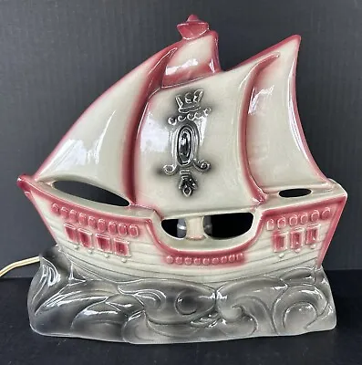 Vintage Pirate Ship Ceramic Lamp Mid Century Spanish Gallon Nautical Light • $60