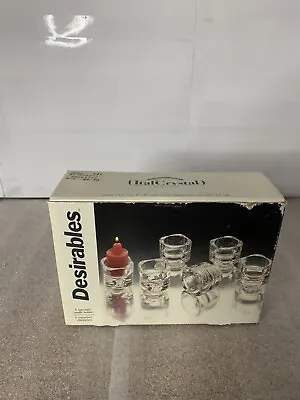 Vintage Glass Egg Cups Set Of 6 In Box Italcrystal MCM Joe Columbo Retro Used • $42