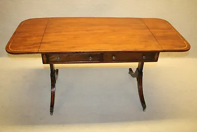 Great English Regency Style Kittinger Mahogany Drop Leaf Sofa Table W/ 2 Drawers • $1800