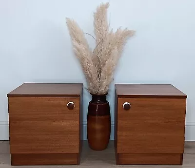 Pretty Pair Of Vintage Mid Century Avalon Teak Bedside Cabinets • £140