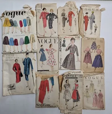 11 Vintage Womens Sewing Patterns 1940-50s Vogue Advance Size 12-14 ✨ 2 Uncut • $30