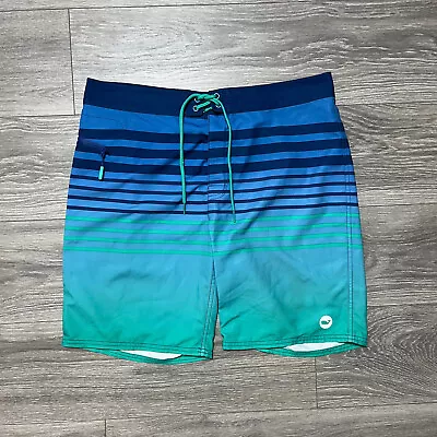 Vineyard Vines Surflodge Stripe Board Shorts Swim Trunks Blue Green Ombre Sz 34 • $25