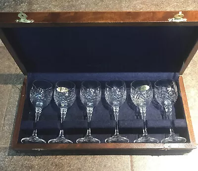 $100 • Buy Walus Lead Crystal Sherry/Liqueur Glasses Stemware Wooden Box Set Of 6 EUC!