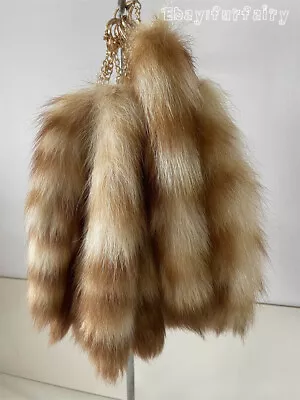 Bleached American Raccoon Tail Real Fur Tail Keyring Cosplay Pendant • $11