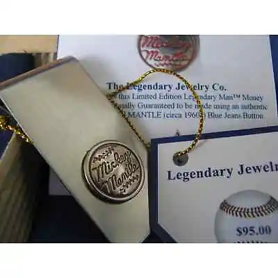 MICKEY MANTLE Authentic Blue Jeans Button Money Clip Gift • $61.75