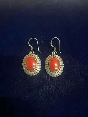 Sterling Silver Navajo Coral Earrings Vintage • $60