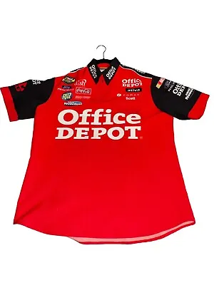 Carl Edwards Autographed VINTAGE RACE USED Crew Shirt OFFICE DEPOT YOUNG GUNS • £91.13