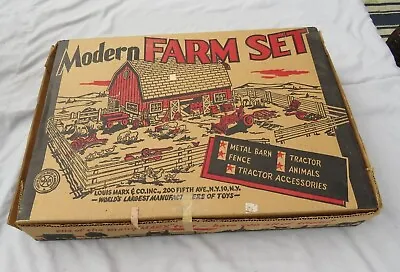 Vintage 1950's Marx Modern Farm Play Set Lazy Day Farm Original Box W EXTRAS  • $150