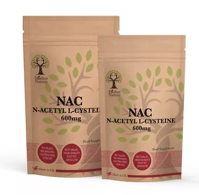 NAC N Acetyl Cysteine Powder 600mg Vegan Capsules NAC Supplement 1200mg Serving • £8.98