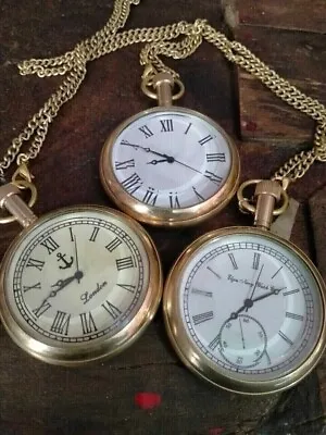 Lot Of 3 Watch Elgin Vintage Pocket Collectible Antique Brass Pocket Watch GIFT • $38.96