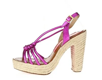 $105 • Buy Women's Paloma Barcelo 204767 Designer Purple Metallic Leather Sandals Sz. 40