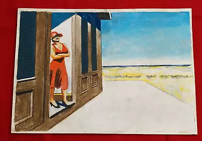 Edward Hopper Drawing On Paper (Handmade) Signed And Stamped Mixed Media. • $100