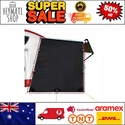 Black Caravan End Wall Privacy Screen RV Sunscreen Sun Shade Roll Out Awning • $55.21