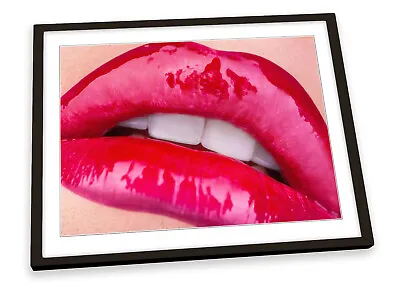 Fashion Lip Gloss Make Up Red FRAMED ART PRINT Picture Poster Artwork • £19.99