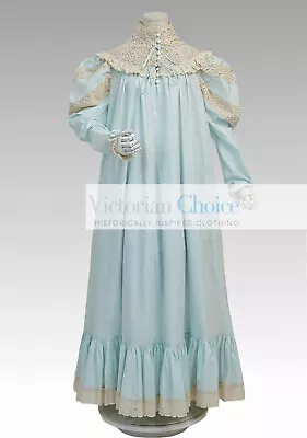 Victorian Edwardian Vintage Cotton Nightgown Ruffle Nightdress Ankle Length • $145