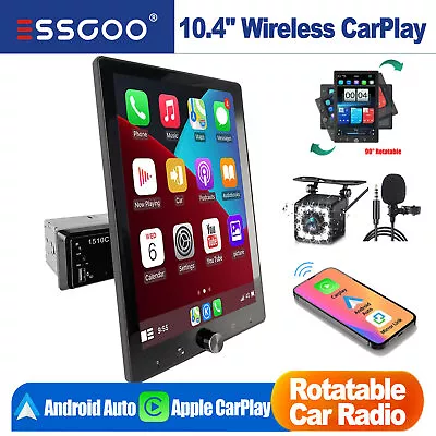 10.4  Wireless CarPlay/Android Auto Rotatable Car Stereo 1 DIN Head Unit AUX USB • $179.99