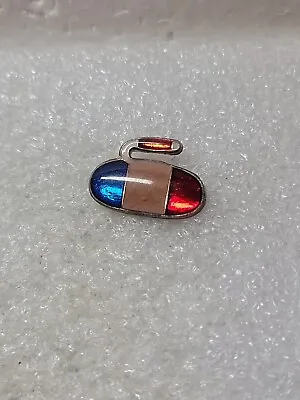 French Flag Curling Rock Stone Enamel Lapel Pin Vintage Clutch Back France • $14.99