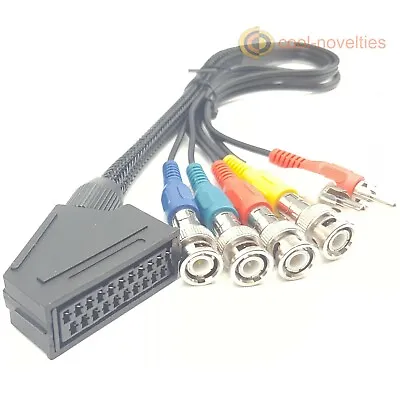 SONY PVM MONITOR 4 X BNC 2 X PHONO INPUT TO RGB SCART ADAPTER BREAKOUT CABLE • £21.99