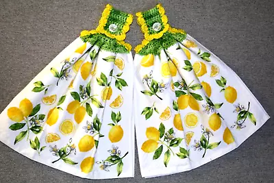 2 Double Crochet Premium Hanging Kitchen Towels ~ Lemons By Martha Stewart  #1 • $15.95