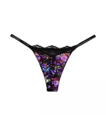 Victoria's Secret VERY SEXY Shine Strap Thong Panty Moody Floral Retail $25 • $10.99