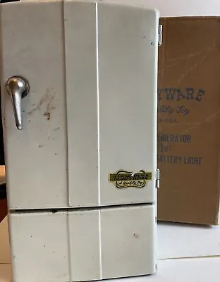 RARE Kiddyware Toy Metal Refrigerator Freezer 1940s-50s Sales Sample Metal W/Box • $109.99