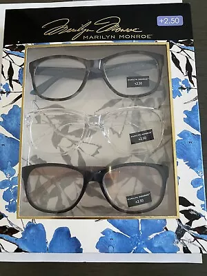 Marilyn Monroe 3 Pk ANIMAL CLEAR BLACK Readers Glasses +2.50 • $24.50