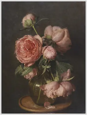 Vintage Peony Oil Painting Famous Art Botanical Flower Canvas Wall Art Floral Ae • $32.28