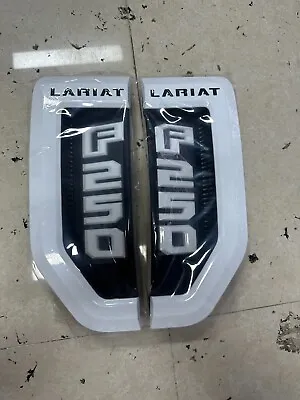 Pair Left & Right Side Door Badge For 2017-2022 F250 Lariat Emblem White • $220.99