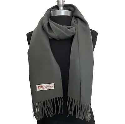 Men's WINTER 100% CASHMERE SCARF SOLID Dark Gray Made In England Soft Wool #F02 • $10.50