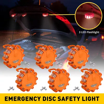 6pc LED Magnetic Light Car Round Beacon Emergency Hazard Strobe Warning SOS Lamp • $46.99