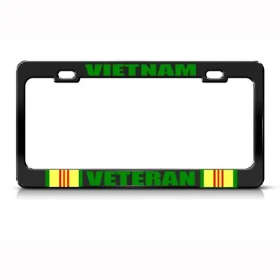 Metal License Plate Frame Vietnam Veteran Metal Military Car Accessories Black • $17.99