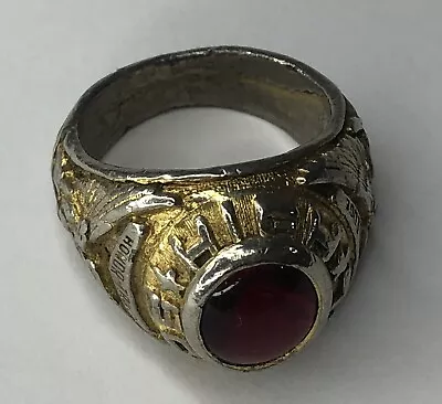 Vintage Uncas High School Class Ring Ruby Gold & Silver Tone SZ 11 1/2 • $31.45